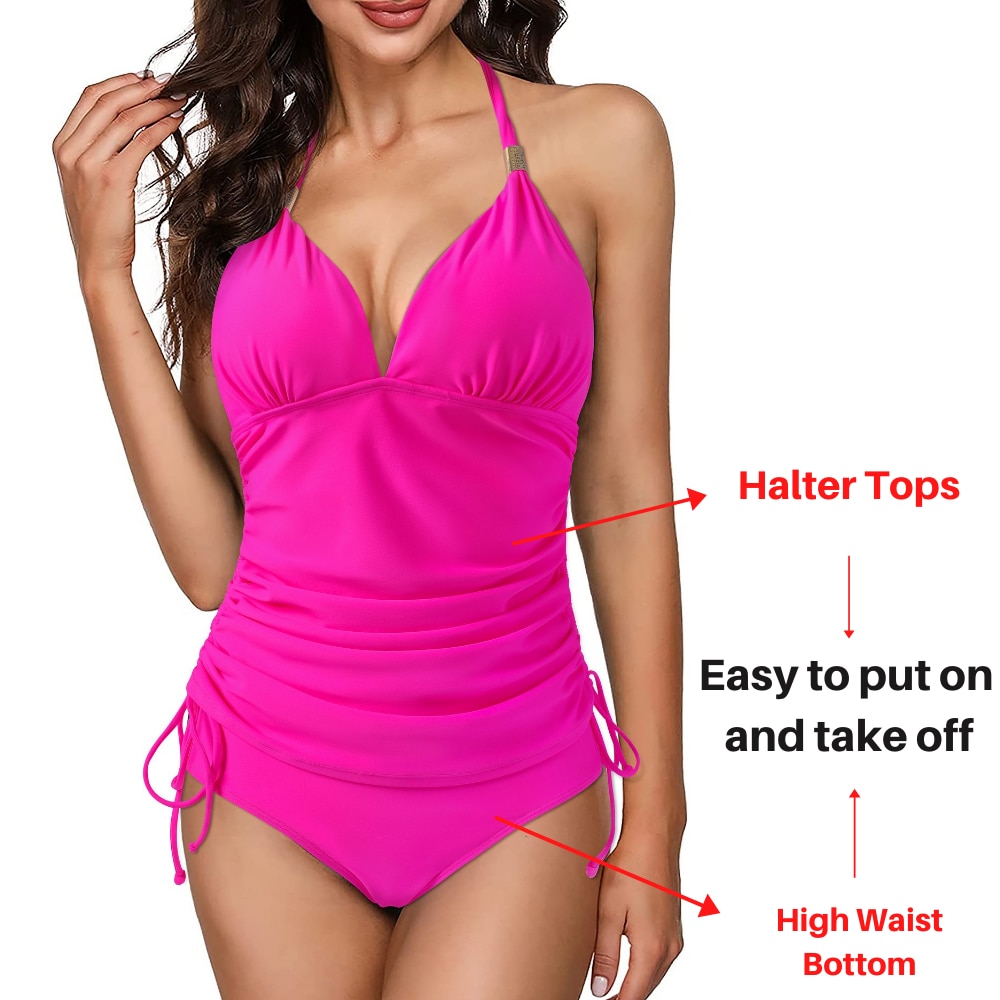 One Piece Tankini Plus Size Swimwear Women Black Halter Hot Monokini Swimsuit Push Up Bathing Suit Sexy High Waist Bodysuit 7 One Piece Tankini Plus Size Swimwear Women Black Halter Hot Monokini Swimsuit Push Up Bathing Suit Sexy High Waist Bodysuit - Image 7