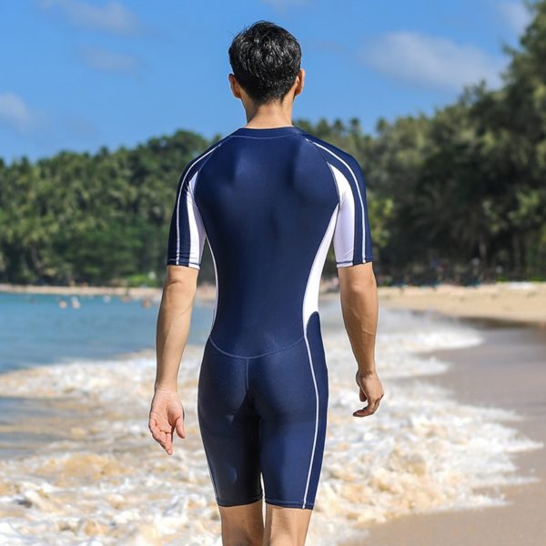 Plus Size Short Sleeve Rash Guard Men Front Zipper Wetsuit Swimming Snorkeling Surfing Swimsuit Free Diving Body Suits Swimwear - Image 2