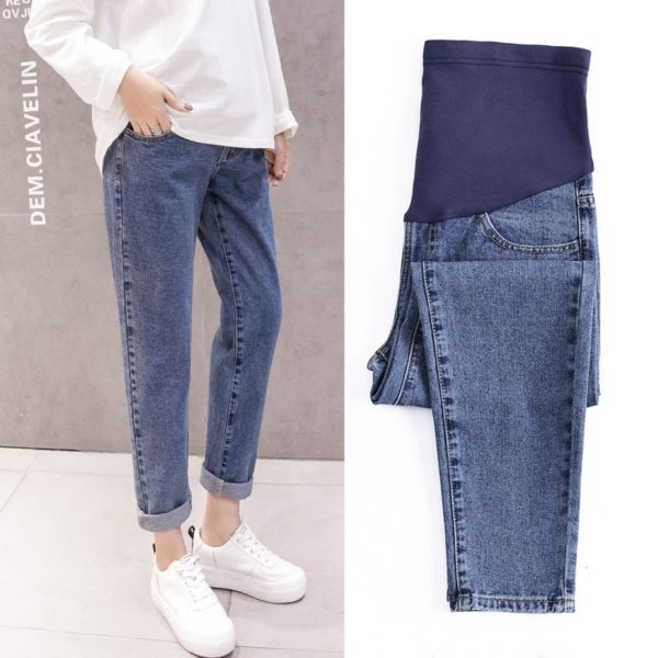 Pregnancy Abdominal Pants Boyfriend Jeans Maternity Pants For Pregnant Women Clothes High Waist Trousers Loose Denim