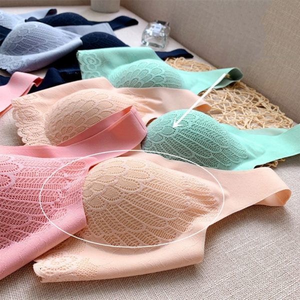 Queenral Plus Size Bra 3XL4XL Seamless Bras For Women Underwear BH Sexy Lace Brassiere Push Up Bralette With Pad Vest Top Bra - Image 4