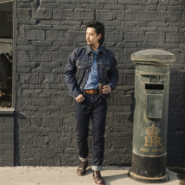 12oz Washing Selvedge Jeans Mens Slim Fit Dark Blue Onewash - Image 5