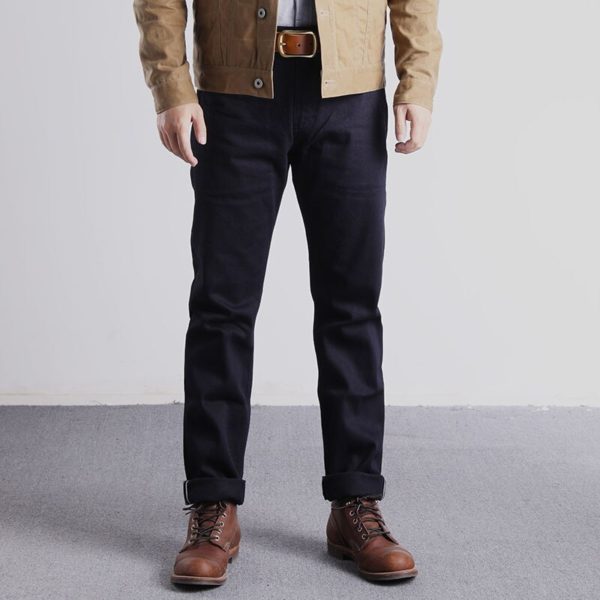 Red Tornado Selvedge Denim Officer Chino Vintage WW2 Military Trousers Slim Fit Blue Black ONEWASH