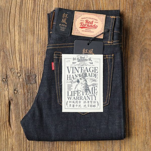 Slim Fit 16 oz Jeans Selvage Denim Raw Jeans Blue Onewash - Image 4