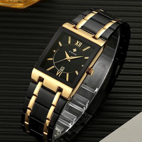 Gold Watch Men Quartz Stainless Steel Waterproof Square Wrist Watch Relogio Masculino - Image 2