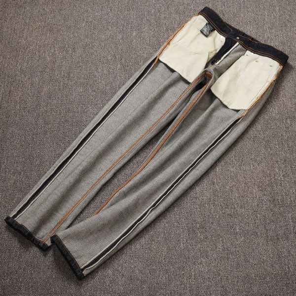 Slim Fit Raw Jeans Designer Selvedge Denim Red Jeans - Image 3