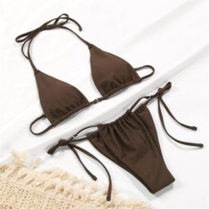 Bikini Swimsuit Solid Color Bikini Set Floral Print Swimwear Sexy Biquini Bathing Suit Women Bikinis String Beach