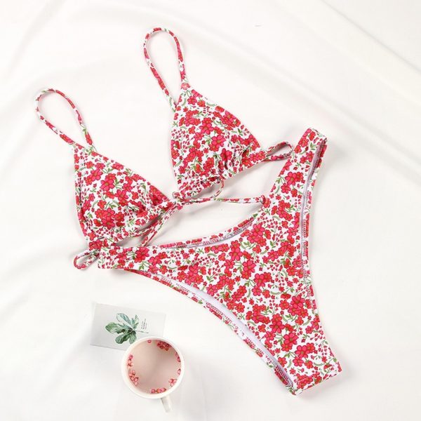 Rinabe Floral Print Bikini  Biquini String Swimsuit High Cut Bikini Set Bathing Suit Women Swimwear High Waist Bikinis Beach