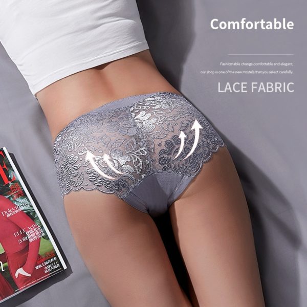 Women's Cotton Underwear Panties Sexy Lace Mid-Waist Hollow Female Briefs Hip Lift Underpants For Lady Plus Size Lingerie - Image 3