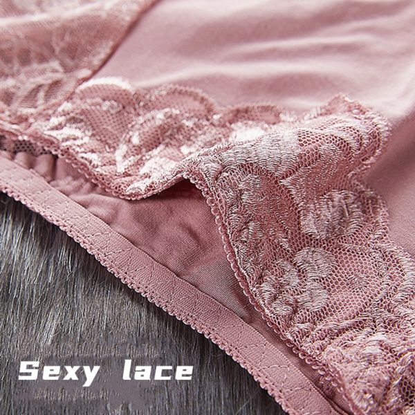 SANDL Women s Cotton Underwear Panties Sexy Lace Mid Waist Hollow Female Briefs Hip Lift Underpants 4