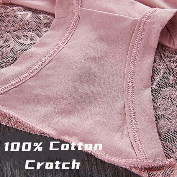 Women's Cotton Underwear Panties Sexy Lace Mid-Waist Hollow Female Briefs Hip Lift Underpants For Lady Plus Size Lingerie - Image 5