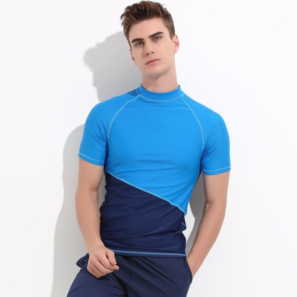Short Sleeve Men Rash Guards Wetsuit Shirt Lycra Quick-dry Surfing Swimwear Tops T-shirt Anti-UV Windsurf Swim Rash Guards