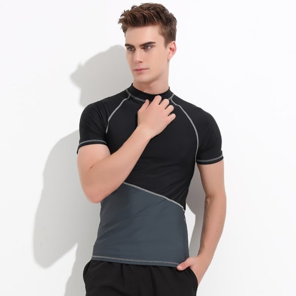 Short Sleeve Men Rash Guards Wetsuit Shirt Lycra Quick-dry Surfing Swimwear Tops T-shirt Anti-UV Windsurf Swim Rash Guards - Image 5