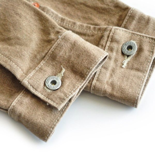 Selvage Khaki Denim Jacket Men Casual Slim Fit - Image 2