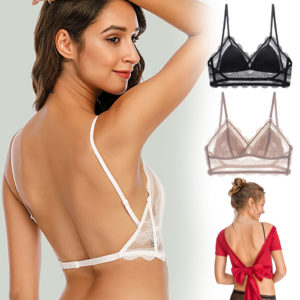 Sexy Lace Bra Deep U Backless Bralette Triangular Soft Seamless Underwear Women Low Back Transparent Bras Biustonosz Tank Tops