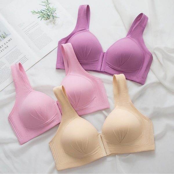 Sexy Push Up Bra Front Closure Solid Color Brassiere Wireless Bralette Breast Seamless Bras For Women 3