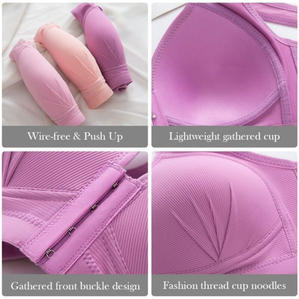 Sexy Push Up Bra Front Closure Solid Color Brassiere Wireless Bralette Breast Seamless Bras For Women Underwear Plus Size - Image 5