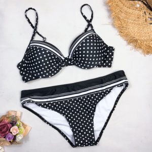 Sexy Swimwear Bikinis Black Swimming Suit For Women Dot Polka Swimsuit Padded Push-up Bikini Set