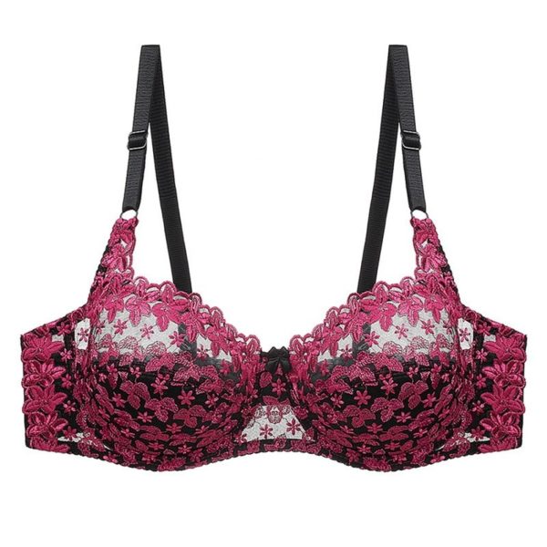 Ultra Thin Lace Embroidery Bras Bralette Plus Size Sexy Women Transparent Brassiere Wire Free Underwear Adjustable CD Cup Bra - Image 2