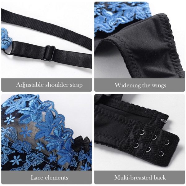 Ultra Thin Lace Embroidery Bras Bralette Plus Size Sexy Women Transparent Brassiere Wire Free Underwear Adjustable CD Cup Bra - Image 5
