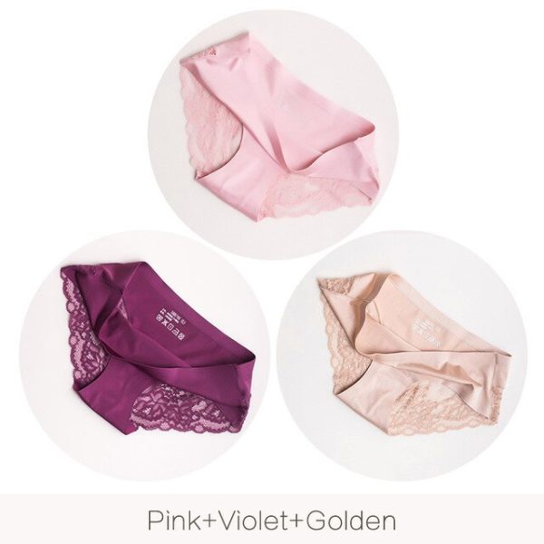 WHPC 3Pcs Lot Lace Women s Panties Sets Big Size 4XL Seamless Underwear Female Silk