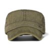 Washed Cotton Military Caps Men Cadet Army Cap Unique Design Vintage Flat Top Hat - Image 3
