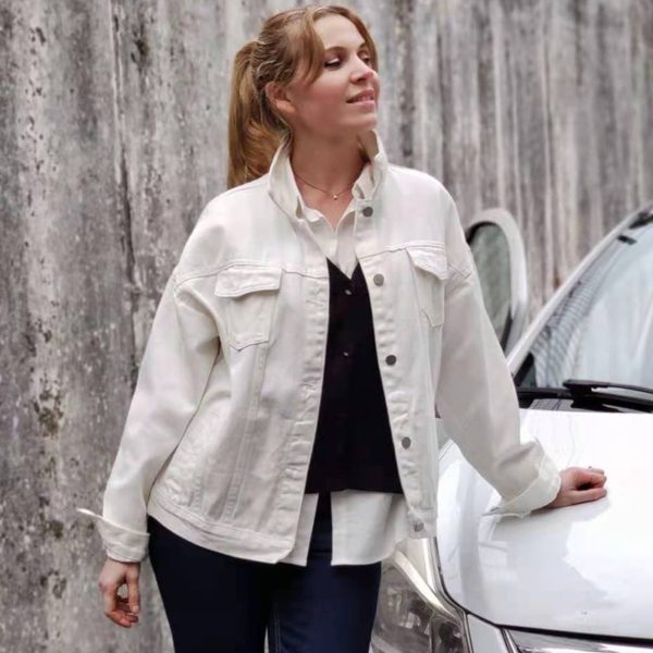 Women Jackets Spring outwear denim coat Solid turn down collar cotton jacket for female plus size S-3XL - Image 2