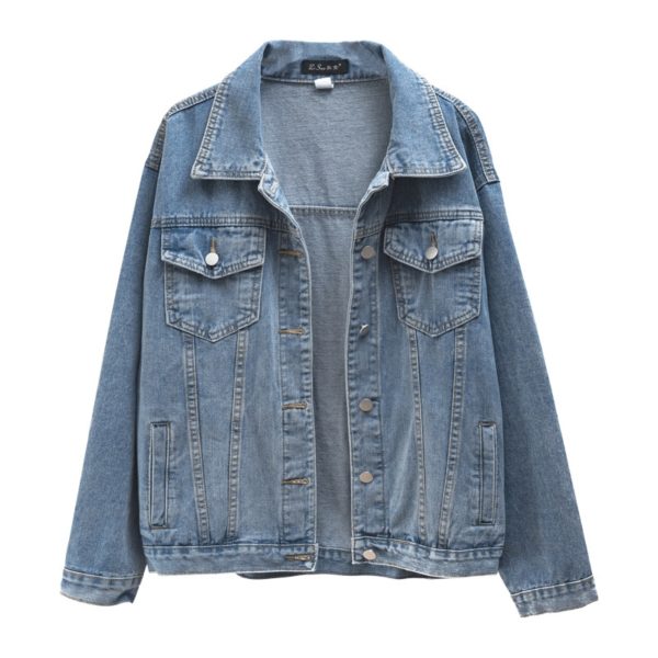 Women Jackets Spring outwear denim coat Solid turn down collar cotton jacket for female plus size S-3XL - Image 4