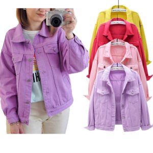 Women Jackets Spring outwear denim coat Solid turn down collar cotton jacket for female plus size S-3XL