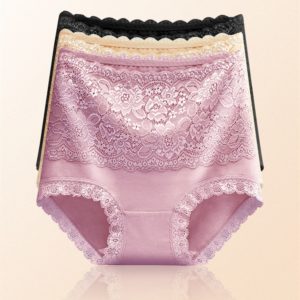 Women Lace Panties High Fit Cotton Panties High Waist Underwear Body Shaping Sexy Lingerie Slimming Tummy Control Pants 3Pcs