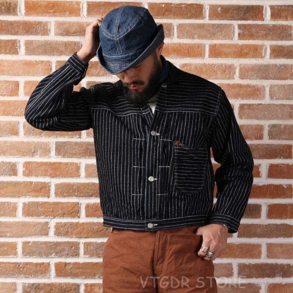 Wabash Stripes Selvage Denim Jean Jacket Vintage Clothing UNWASH - Image 3