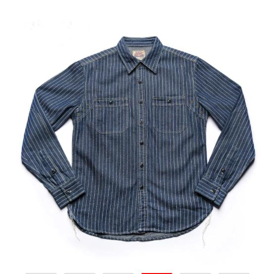Wabash Stripe Vintage Denim Shirt Men - eWingFlyStore
