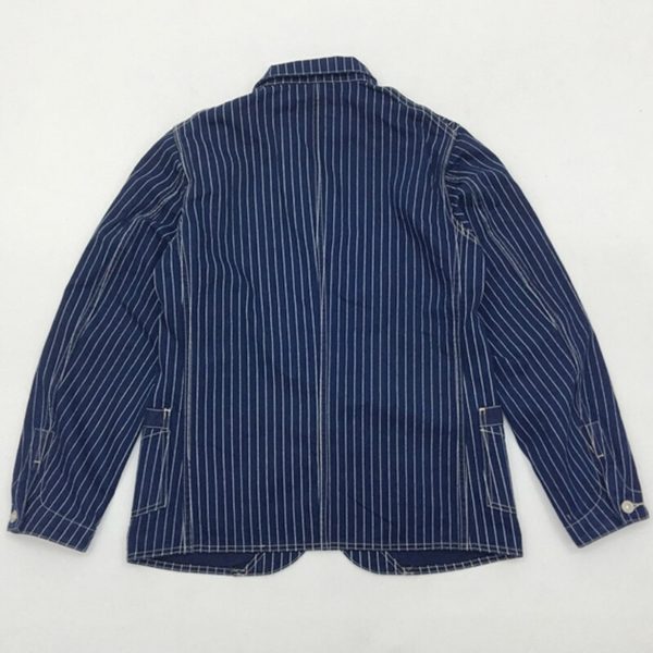 Railroad Wabash Stripes Raw Denim Jacket Work Men's Coat Workwear - Image 2