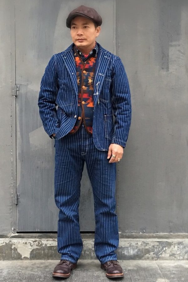 Railroad Wabash Stripes Raw Denim Jacket Work Men's Coat Workwear - Image 3