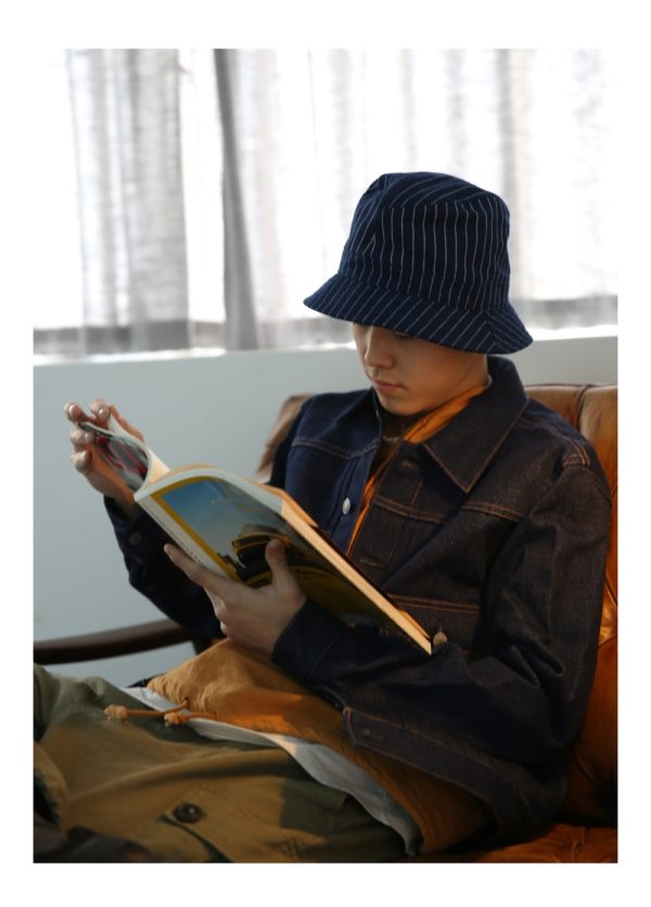Vintage Wabash Stripes Indigo Bucket Hats Workwear Railroad Caps Unisex - Image 5