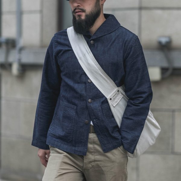 Repro USN Dungaree Jumper Selvedge Denim Jacket Shawl Collar 1922 Model - Image 3