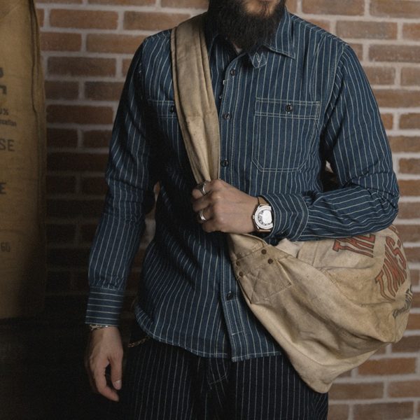 Wabash Stripe Vintage Denim Shirt Men - Image 2