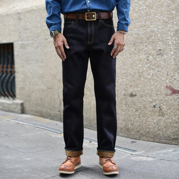 20.5 Oz Double-sided Dyeing Raw Selvedge Heavy Denim Jeans Straight Fit - Image 4