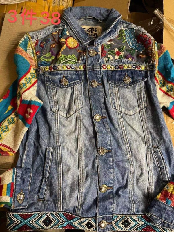 Spanish DEG Mini Leader Stitching Thread Printed Zipper Short Denim Jacket Three Options - Image 3