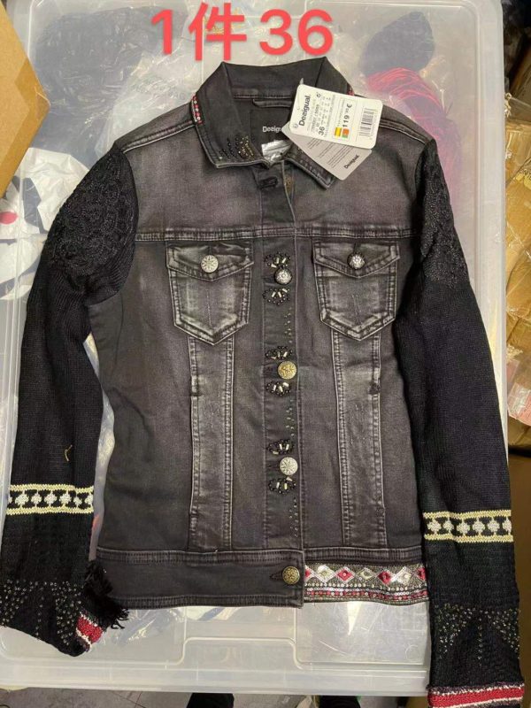 Spanish DEG Mini Leader Stitching Thread Printed Zipper Short Denim Jacket Three Options - Image 4