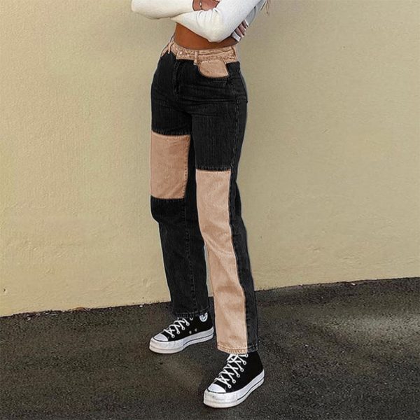 Streetwear Women s Bodycon Jeans woman Fashion Patchwork Harajuku Aesthetic Pants Jeans for women High Waisted 2