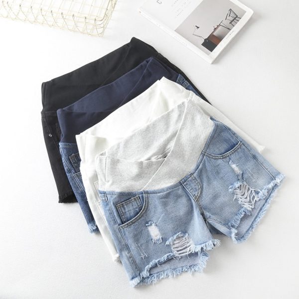 Summer Women Maternity Short Pants Pregnancy Shorts Pregnant Low-waisted Denim Shorts Plus Size Pantalon Pants Women Clothes