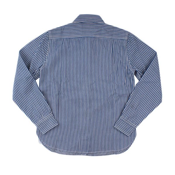 Vintage Striped Wrok Shirts For Men Fall Casual Railroad Retro Long Sleeve Western Worker Shirt Slim 1