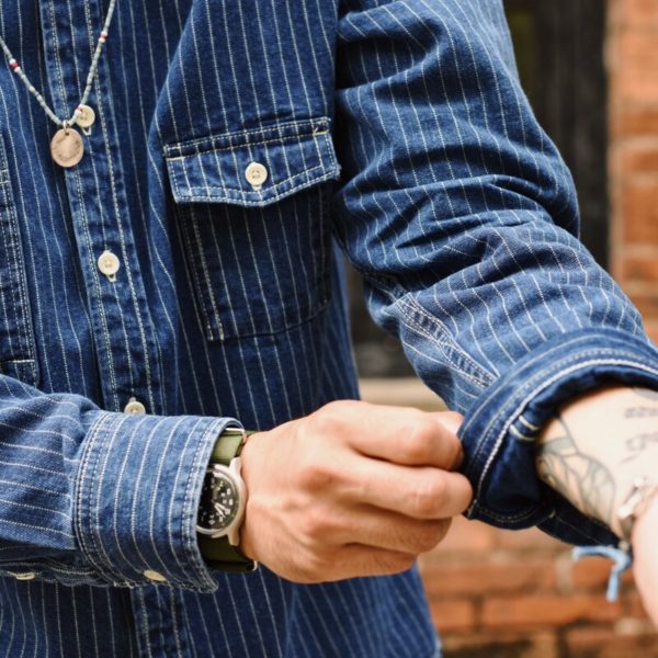 SauceZhan Discharge Printing Shirt Selvedge Denim Shirt Dot Denim Shirt Men Shirt Long Sleeve Striped Shirt 1