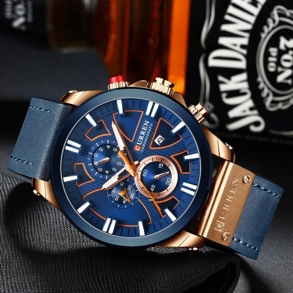 Men Leather Watch Chronograph Clock Relogio Masculino - Image 3