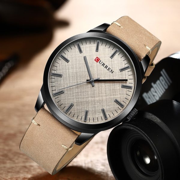 Quartz Watch with Leather Classic Casual Male Clock Black Simple Watches - Image 2