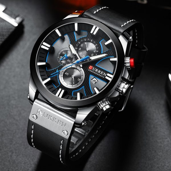 CURREN Watch Chronograph Sport Mens Watches Quartz Clock Leather Male Wristwatch Relogio Masculino Fashion Gift for 1