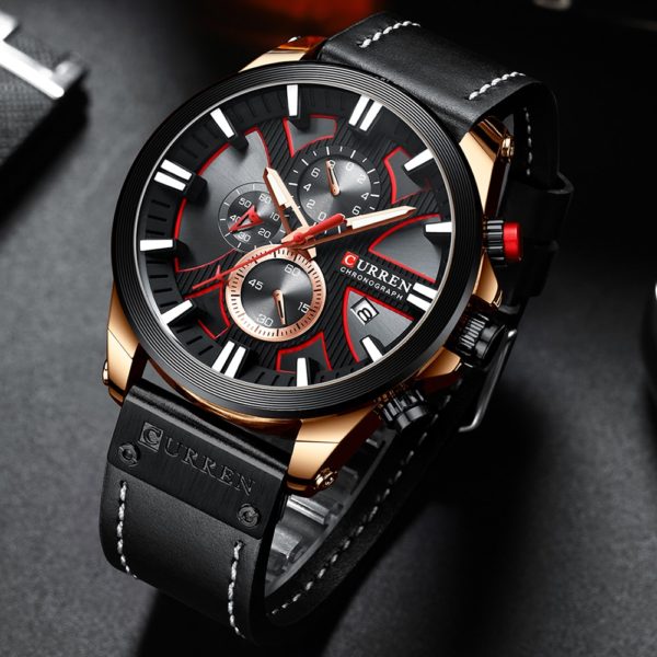 CURREN Watch Chronograph Sport Mens Watches Quartz Clock Leather Male Wristwatch Relogio Masculino Fashion Gift for 3