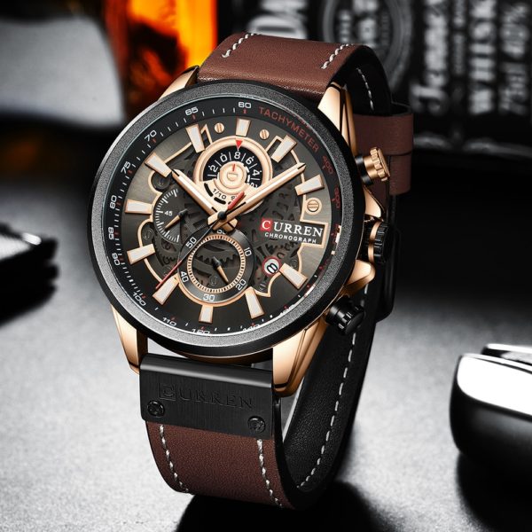 CURREN Watch for Men Top Brand Watches Leather Strap Wristwatch Fashion Chronograph Sport Quartz Clock Male 1