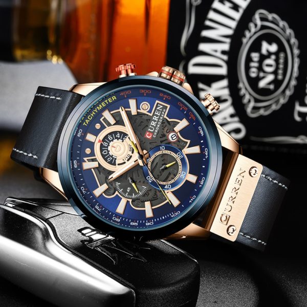 CURREN Watches Mens Branded Luxury Casual Leather Strap Sport Quartz Wristwatch Chronograph Clock Male Creative Design 2