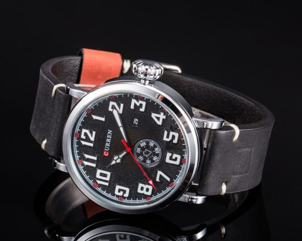 Male Watches Big Digital Dial Leather Clock Montre Homme Reloj Hombre - Image 2